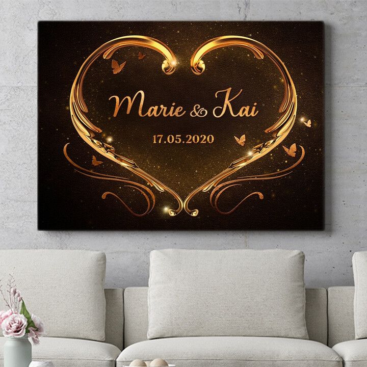 Personalisiertes Wandbild Goldenes Herz