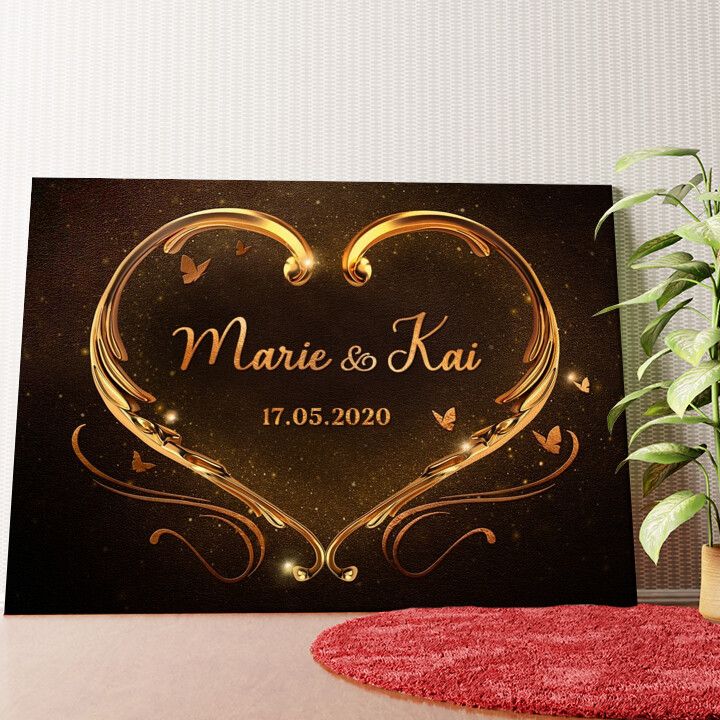 Goldenes Herz Wandbild personalisiert