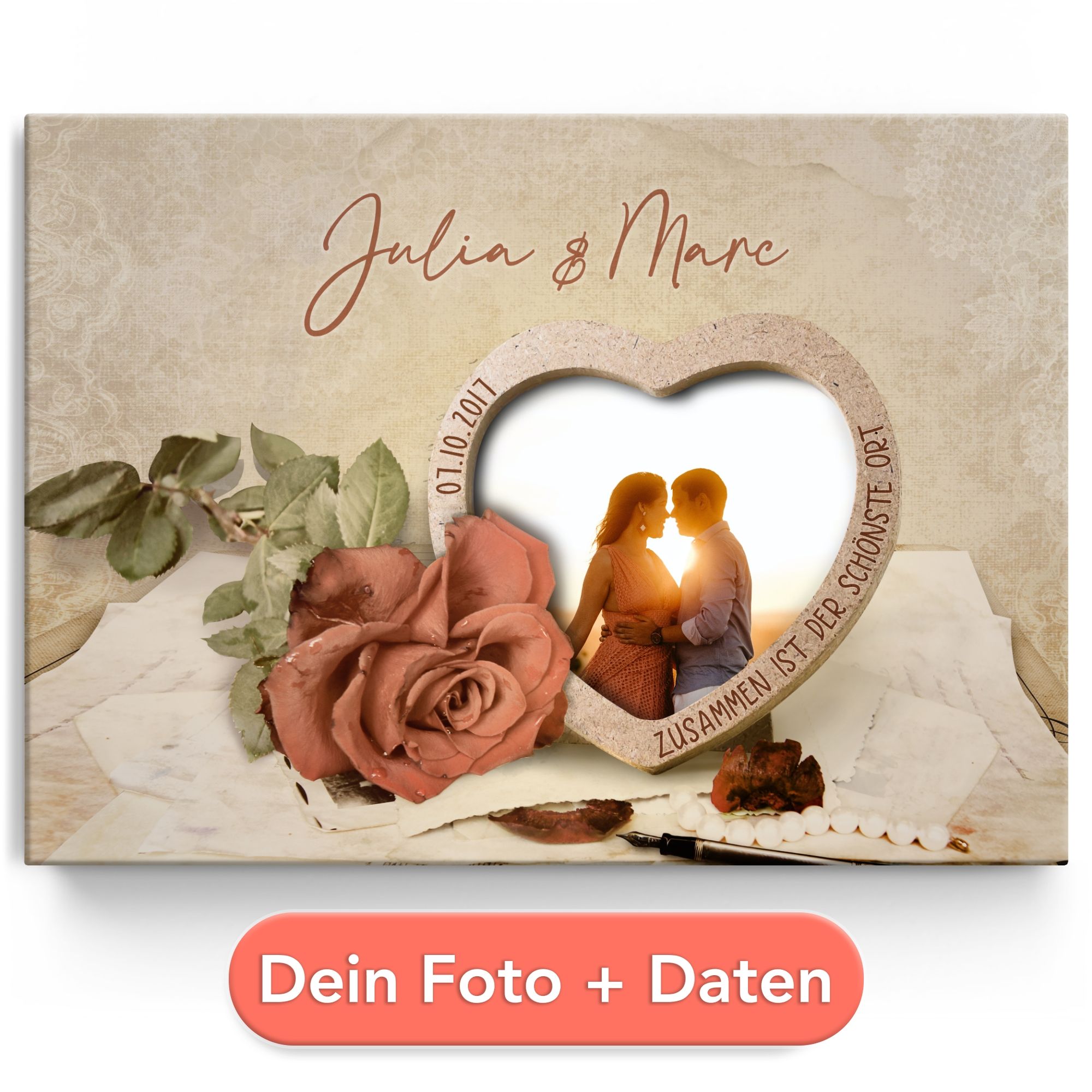 Personalisiertes Leinwandbild Glücklich verliebt