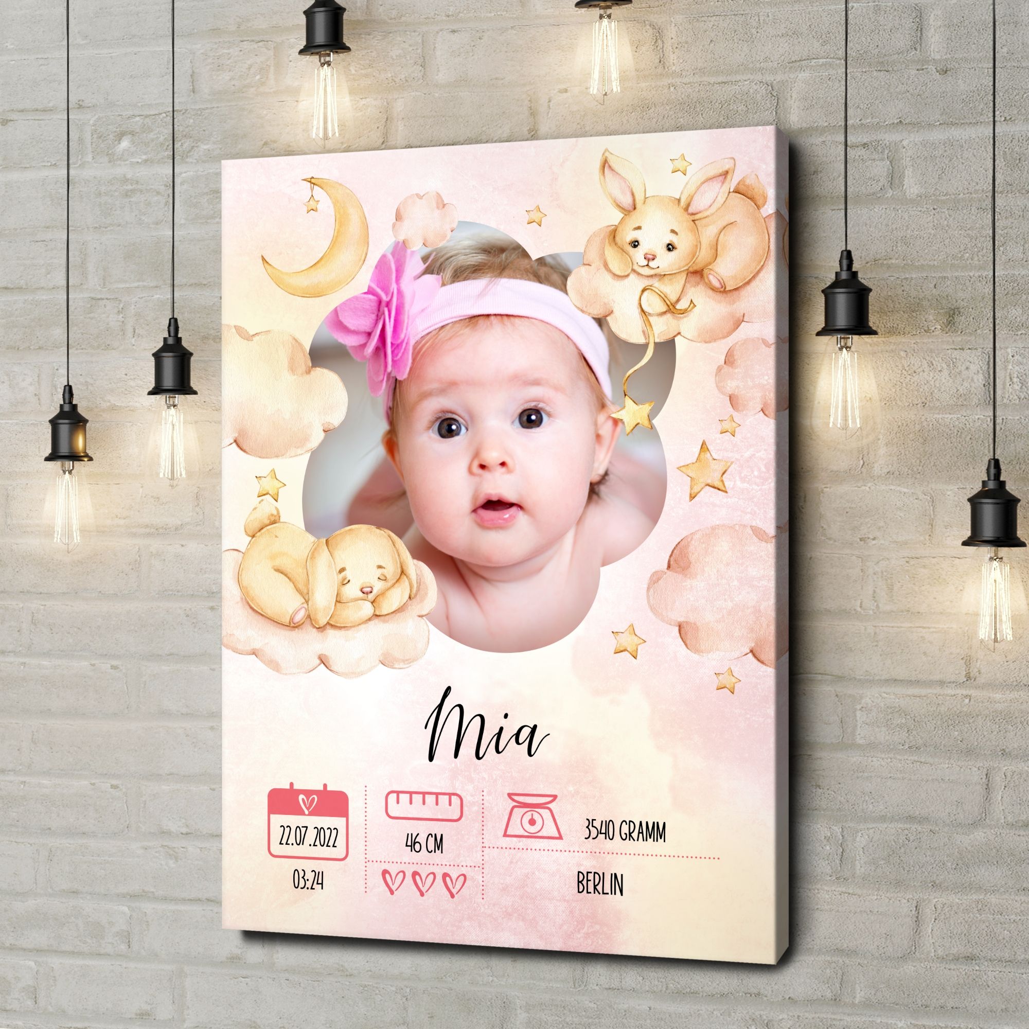 Liebesleinwand als Geschenk Kuschelhase