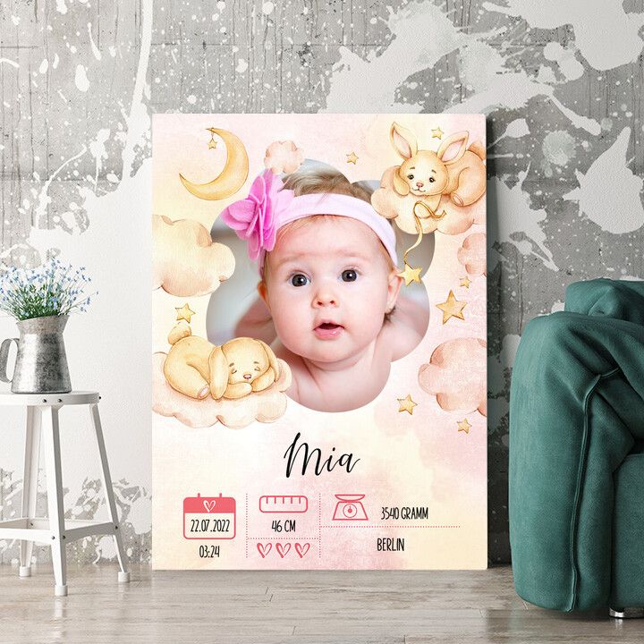 Personalisiertes Wandbild Kuschelhase