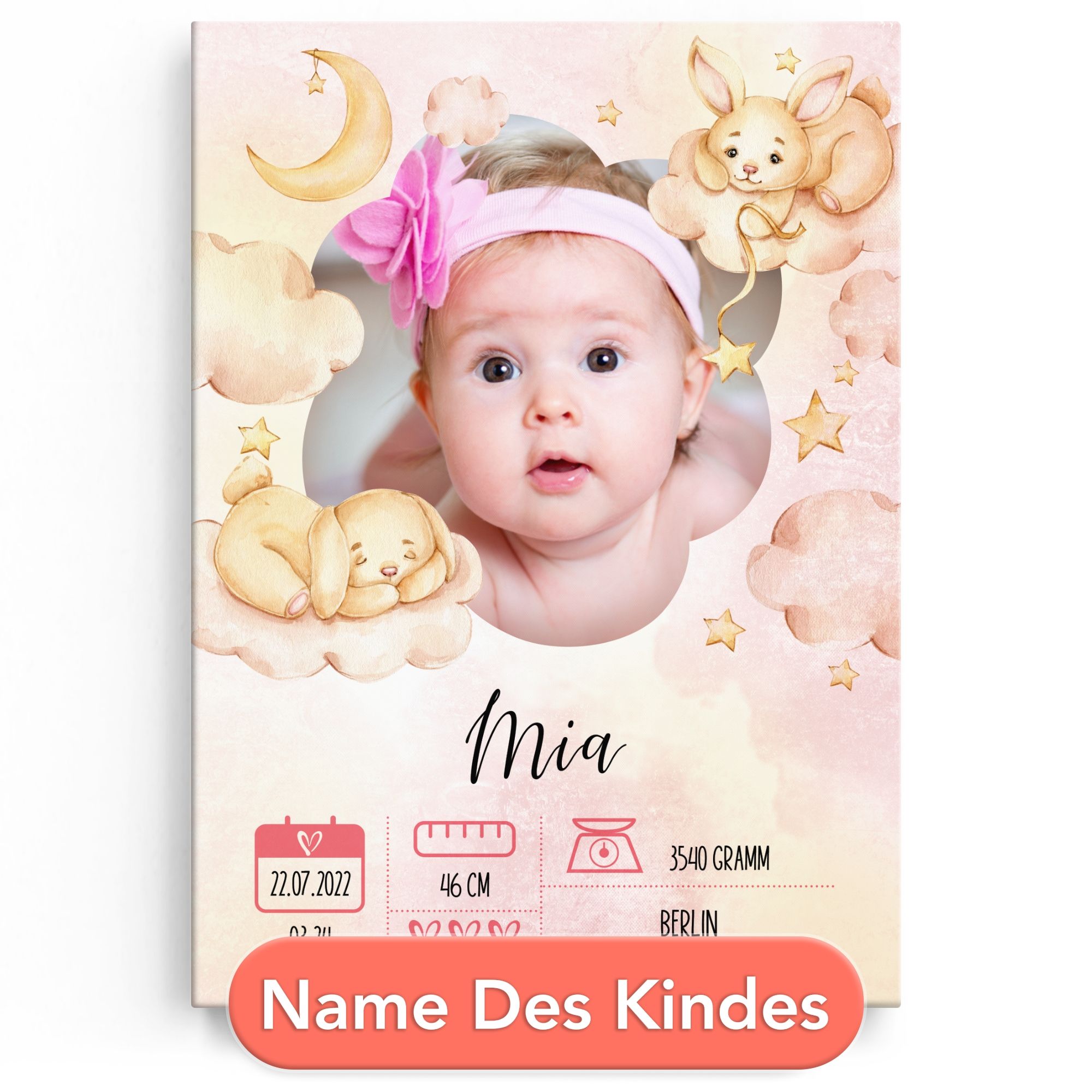 Personalisiertes Leinwandbild Kuschelhase