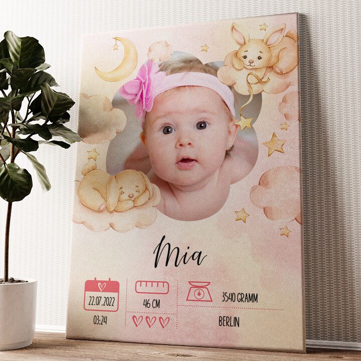 Leinwandbild personalisiert Kuschelhase