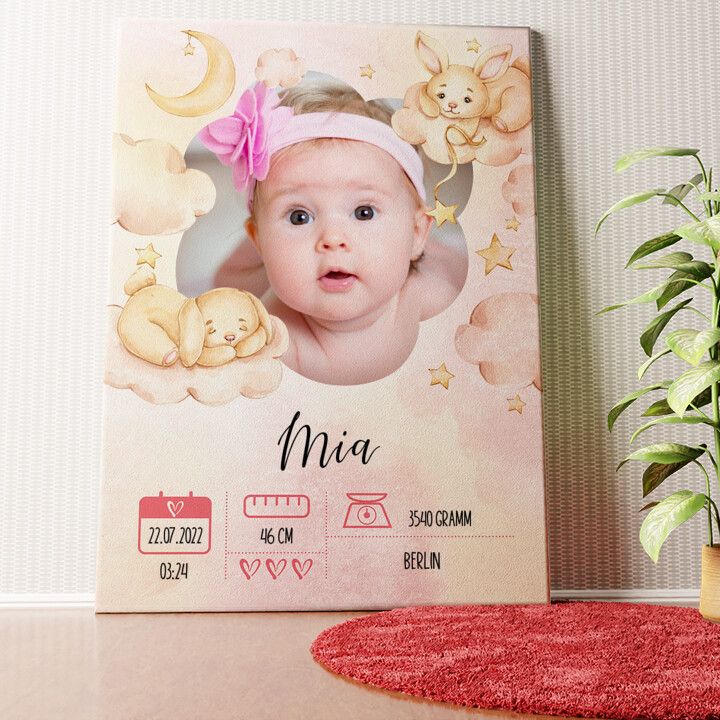 Kuschelhase Wandbild personalisiert