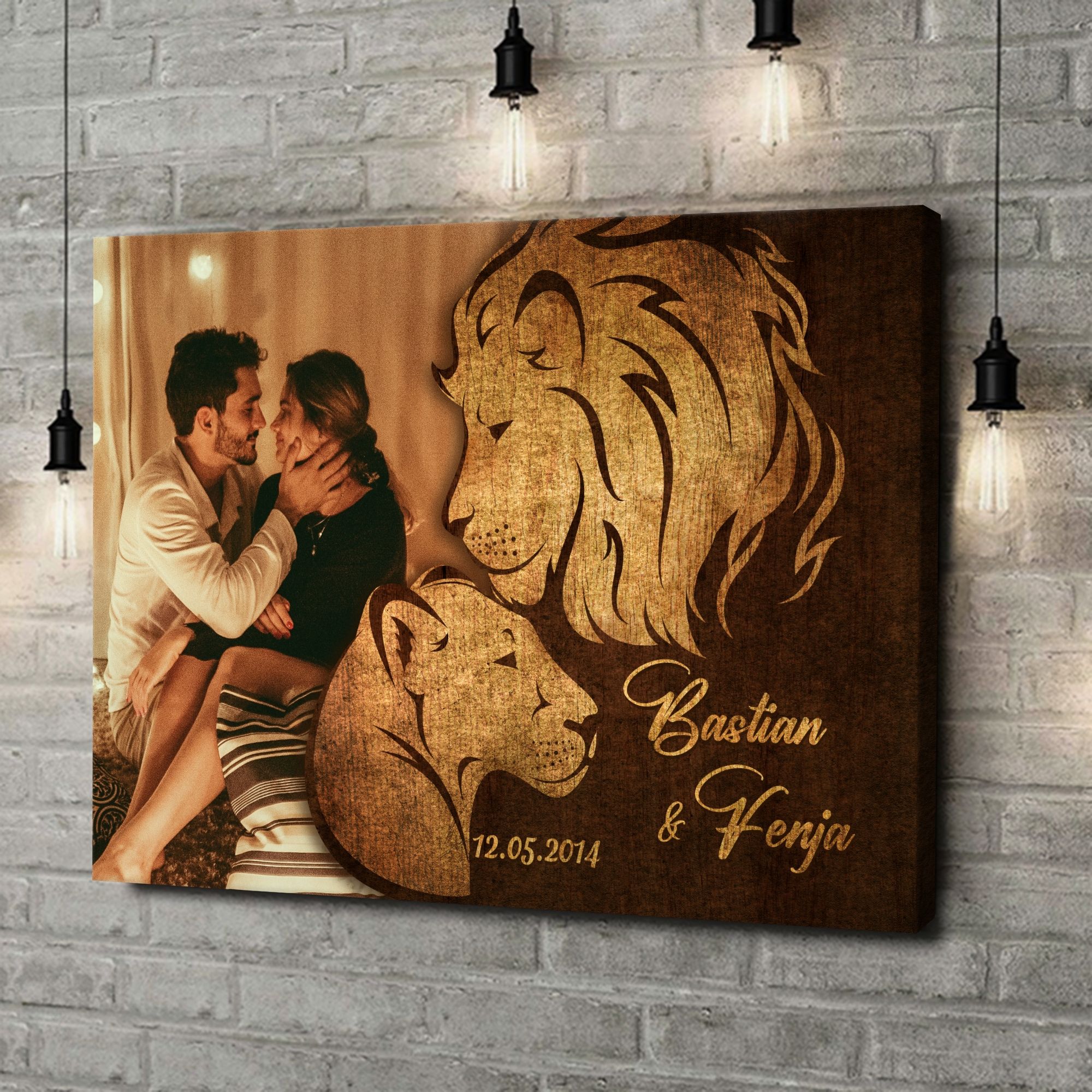 Liebesleinwand als Geschenk Löwen der Liebe