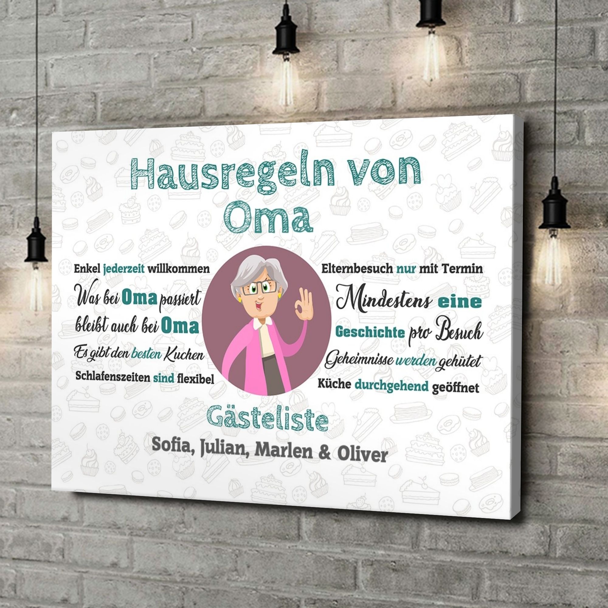 Liebesleinwand als Geschenk Omas Hausregeln