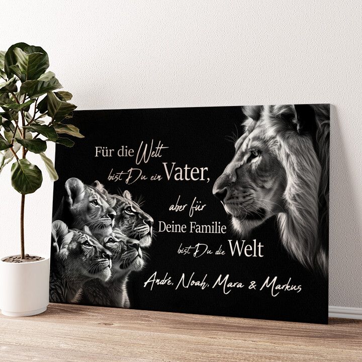 Leinwandbild personalisiert Löwenpapa