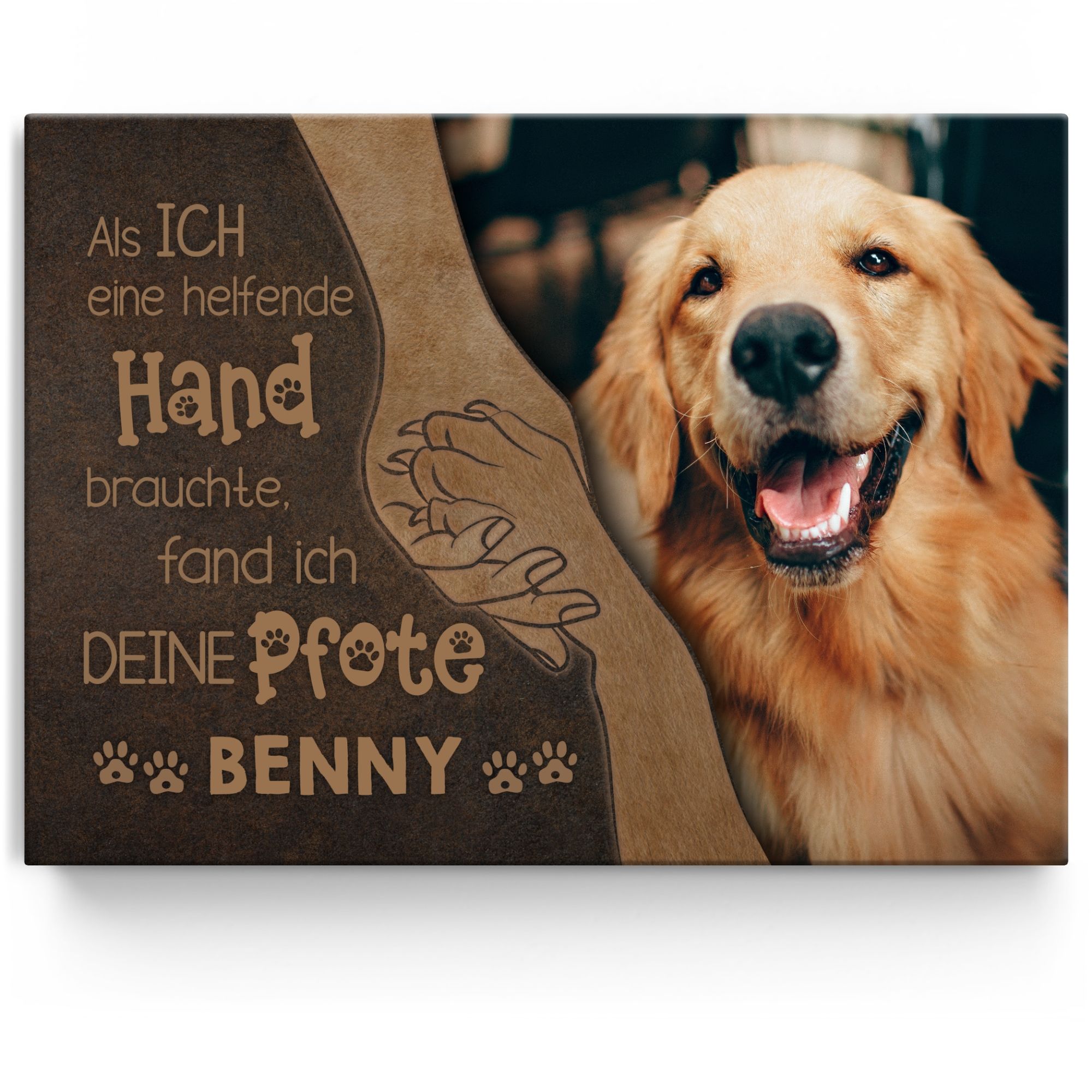 Personalisiertes Leinwandbild Helfende Pfote